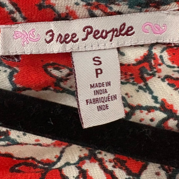 Free People Say The Word Floral Print Ruby Red Ruched Long Sleeve Top Small - Picture 6 of 10